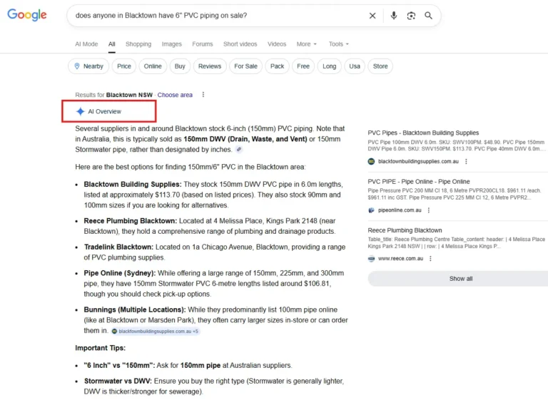 Ai Overview of piping search term