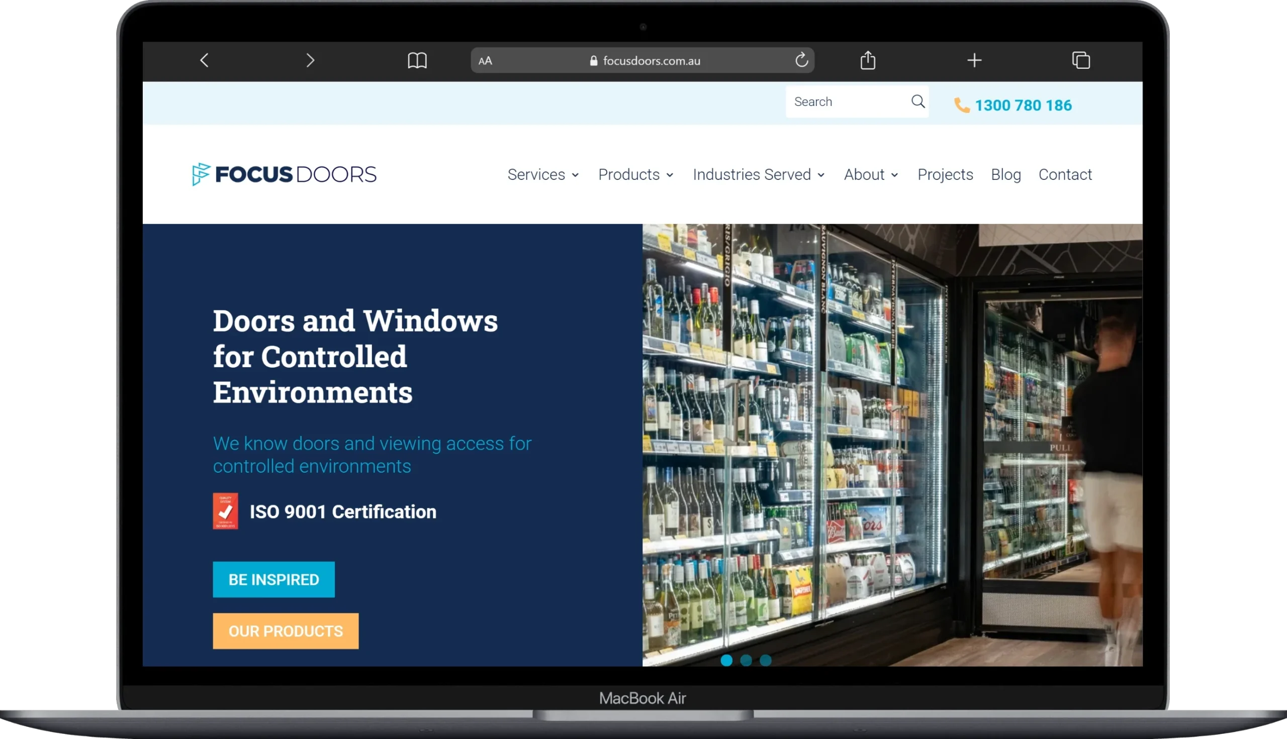 Focus Doors web view on desktop