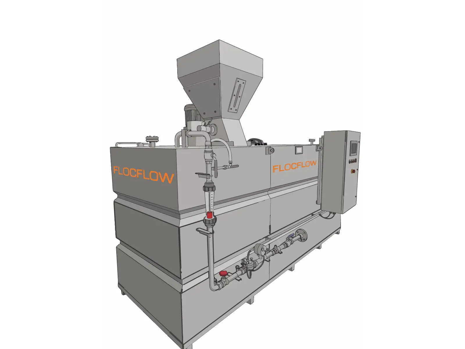 Flocflow polymer dosing plant with Valcorra product branding applied