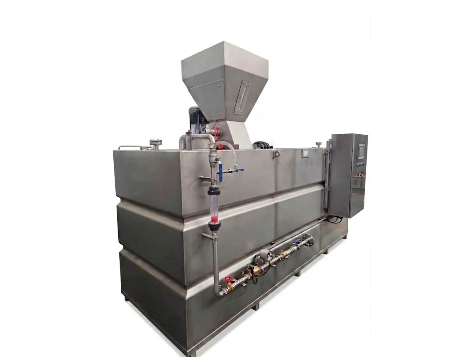Stainless steel polymer dosing plant before branding