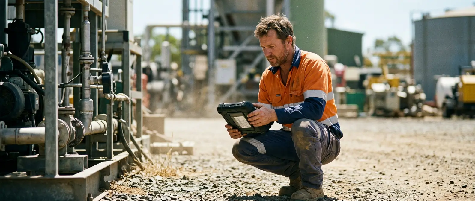 Field technician testing a handheld device on-site under real conditions, representing pre-launch website testing