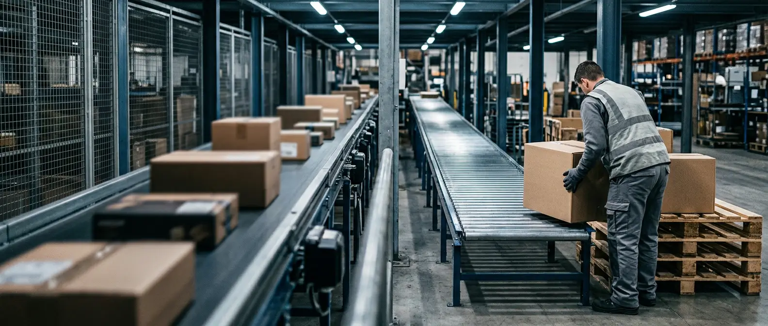 Two warehouse conveyor lanes, one self-sustaining and one needing constant reloading